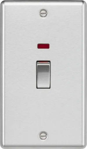 Knightsbridge CL82MNBC Rounded Edge 45A 2G DP Switch   Neon - Brushed Chrome