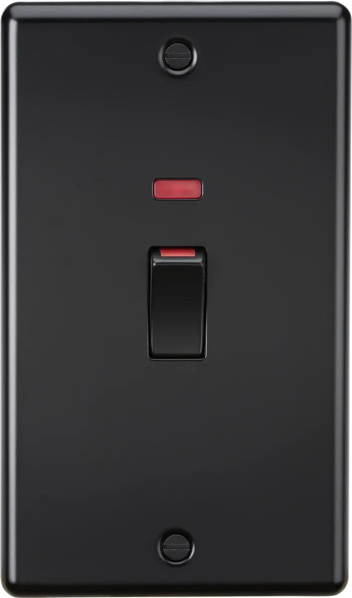 Knightsbridge CL82MNMBB Rounded Edge 45A 2G DP Switch   Neon - Matt Black