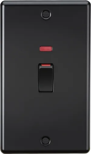Knightsbridge CL82MNMBB Rounded Edge 45A 2G DP Switch   Neon - Matt Black