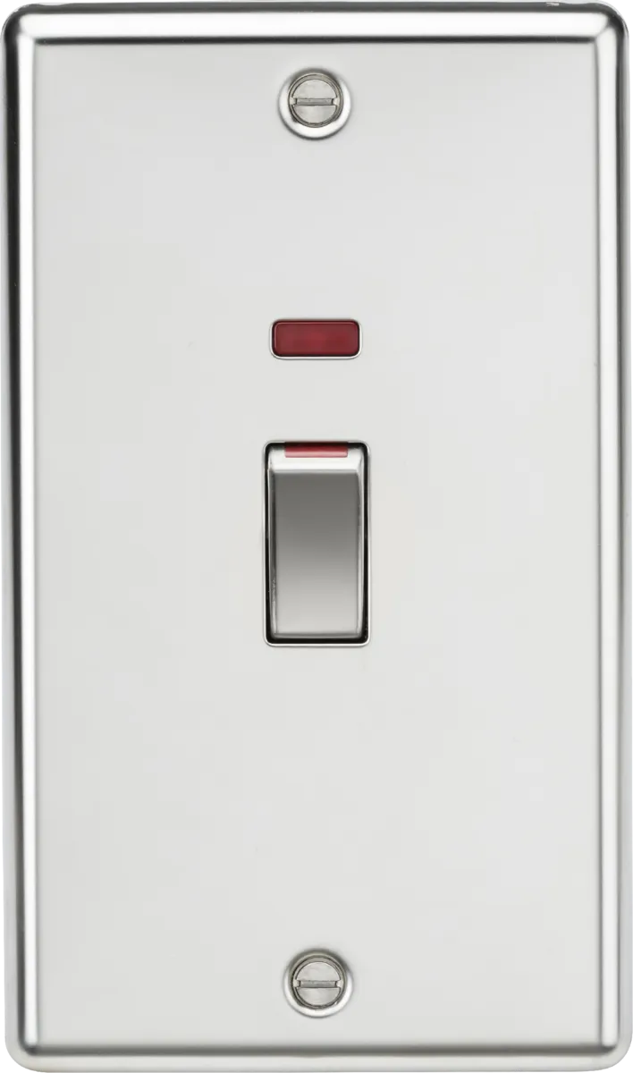 Knightsbridge CL82MNPC Rounded Edge 45A 2G DP Switch   Neon - Polished Chrome