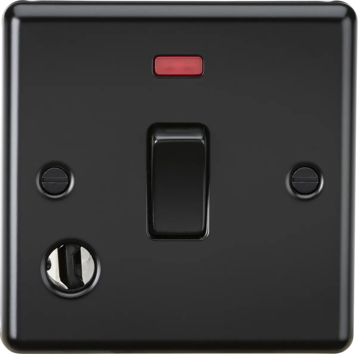 Knightsbridge CL834FMBB Rounded Edge 20A 1G DP Switch   Neon & Flex Outlet - Matt Black