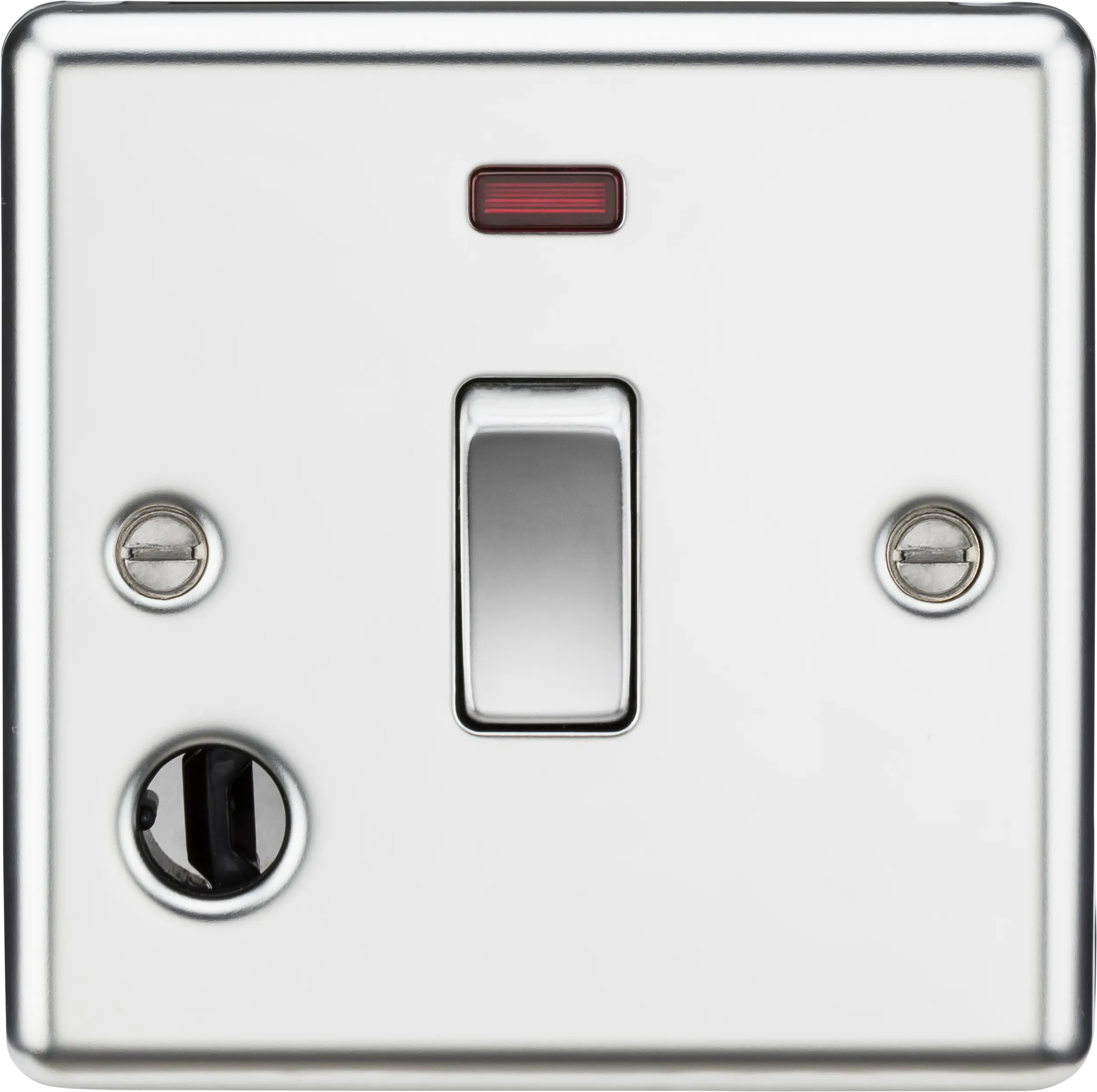 Knightsbridge CL834FPC Rounded Edge 20A 1G DP Switch   Neon & Flex Outlet - Polished Chrome