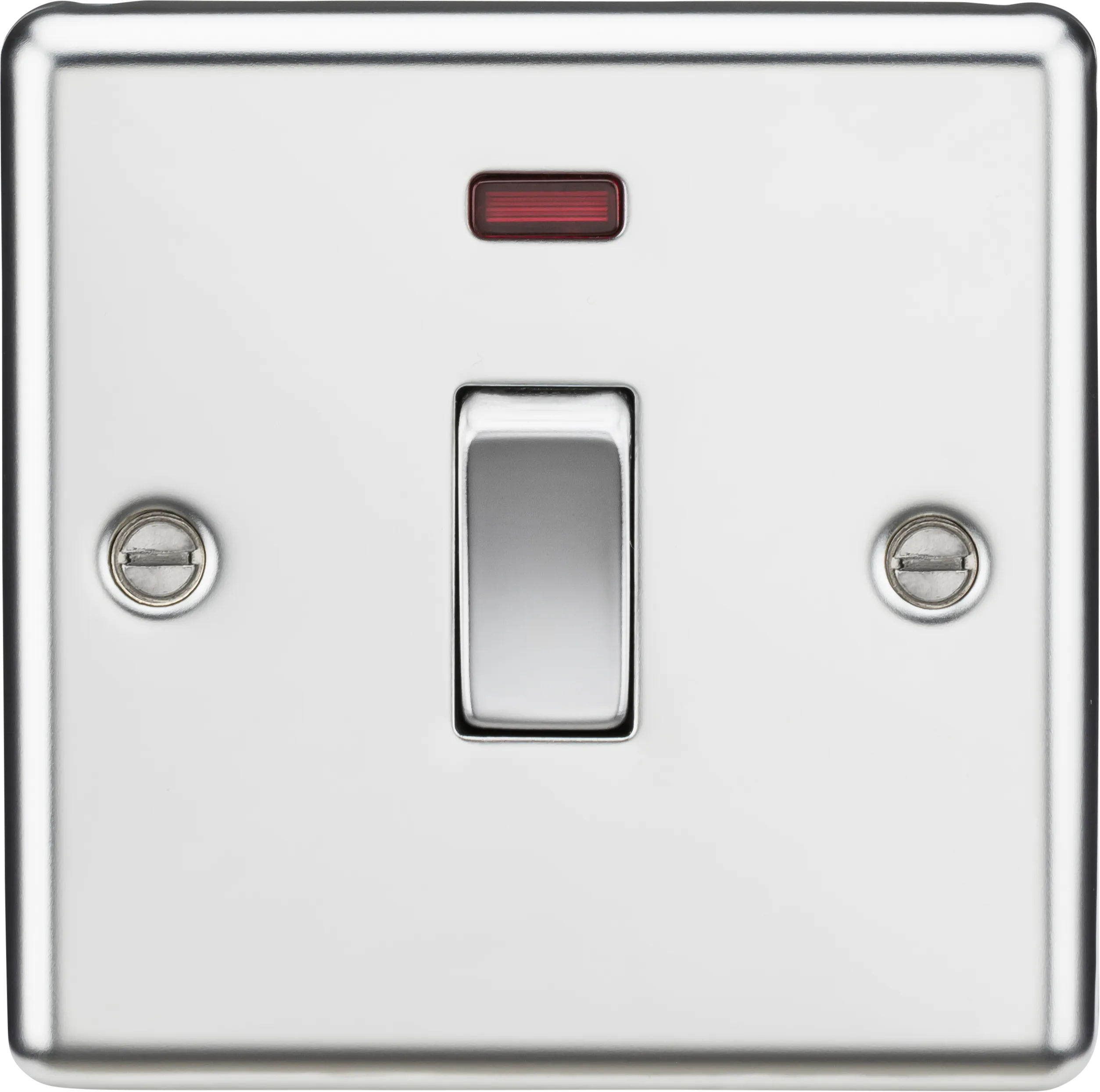 Knightsbridge CL834NPC Rounded Edge 20A 1G DP Switch   Neon - Polished Chrome