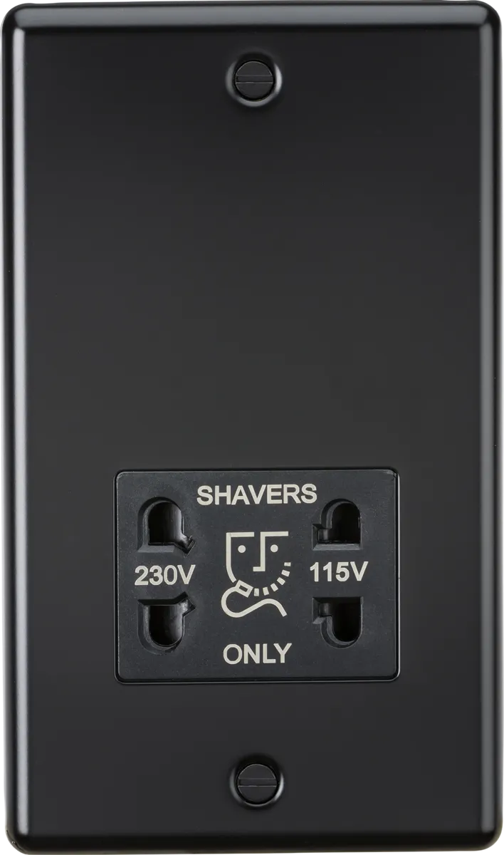 Knightsbridge CL89MB Rounded Edge 115/230V Dual Voltage Shaver Socket - Matt Black