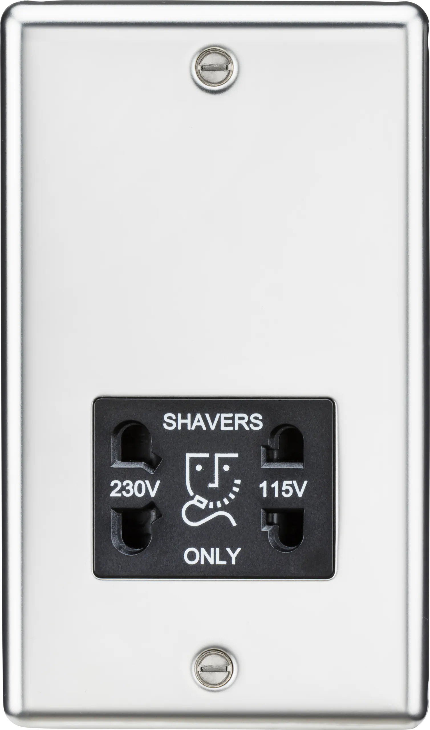 Knightsbridge CL89PC Rounded Edge 115/230V Dual Voltage Shaver Socket - Polished Chrome   Black Insert