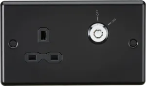 Knightsbridge CL9LOCKMB Rounded Edge 13A 1G DP Lockable Socket - Matt Black