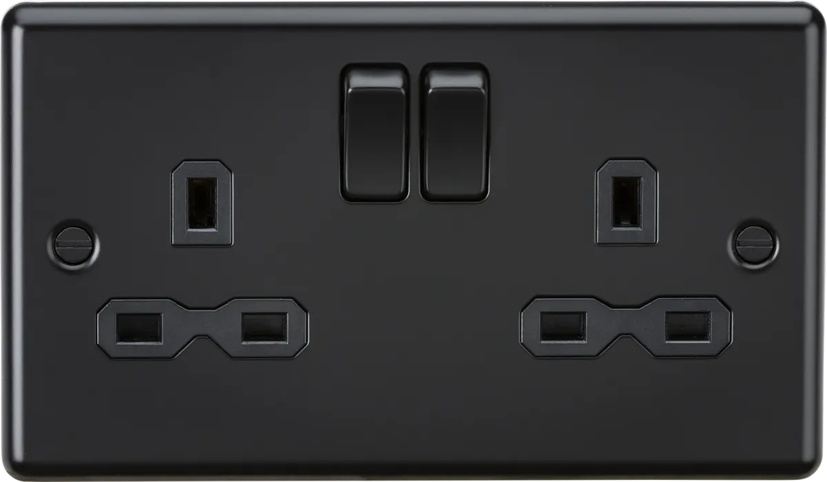 Knightsbridge CL9MBB Rounded Edge 13A 2G DP Switched Socket - Matt Black