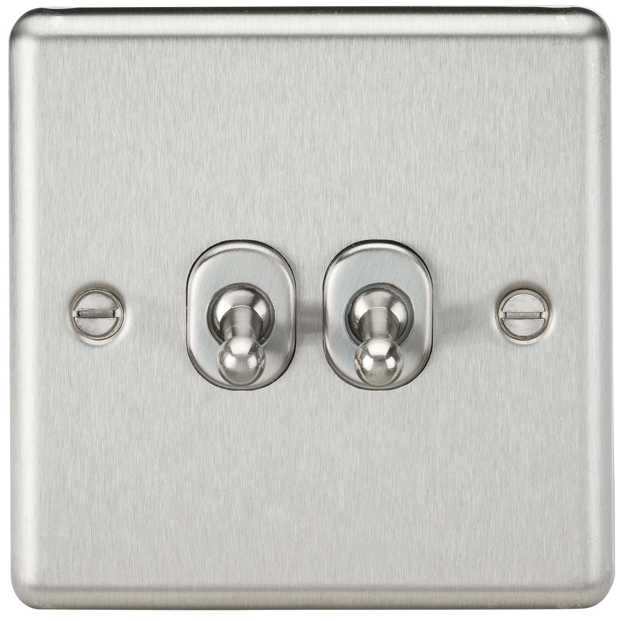 Knightsbridge CLTOG2BC Rounded Edge 10AX 2G 2-Way Toggle Switch - Brushed Chrome