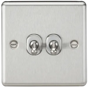 Knightsbridge CLTOG2BC Rounded Edge 10AX 2G 2-Way Toggle Switch - Brushed Chrome
