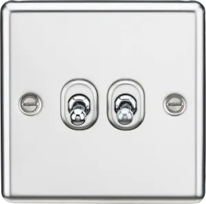 Knightsbridge CLTOG2PC Rounded Edge 10AX 2G 2-Way Toggle Switch - Polished Chrome