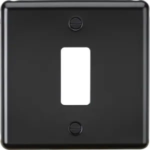 Knightsbridge GDCL1MB Rounded Edge 1G Grid Faceplate - Matt Black