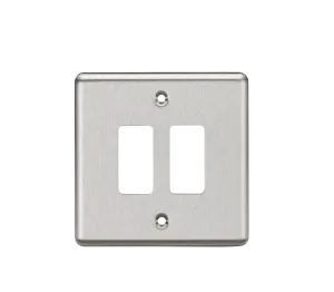 Knightsbridge GDCL2BC Rounded Edge 2G Grid Faceplate - Brushed Chrome
