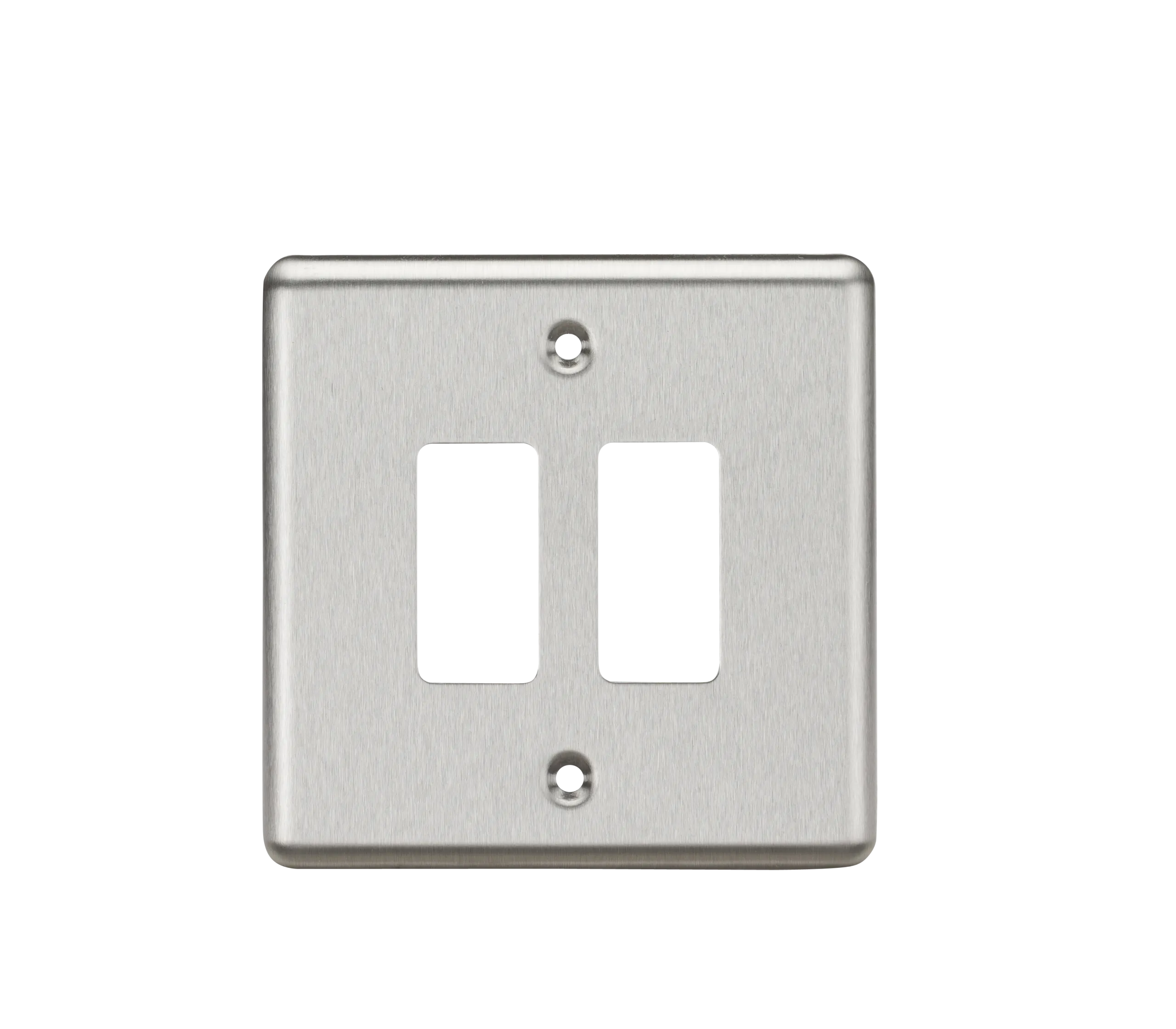 Knightsbridge GDCL2BC Rounded Edge 2G Grid Faceplate - Brushed Chrome