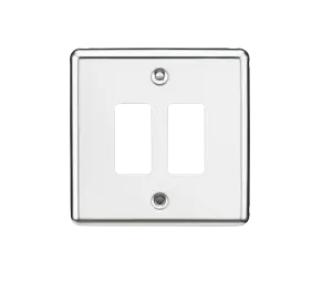 Knightsbridge GDCL2PC Rounded Edge 2G Grid Faceplate - Polished Chrome