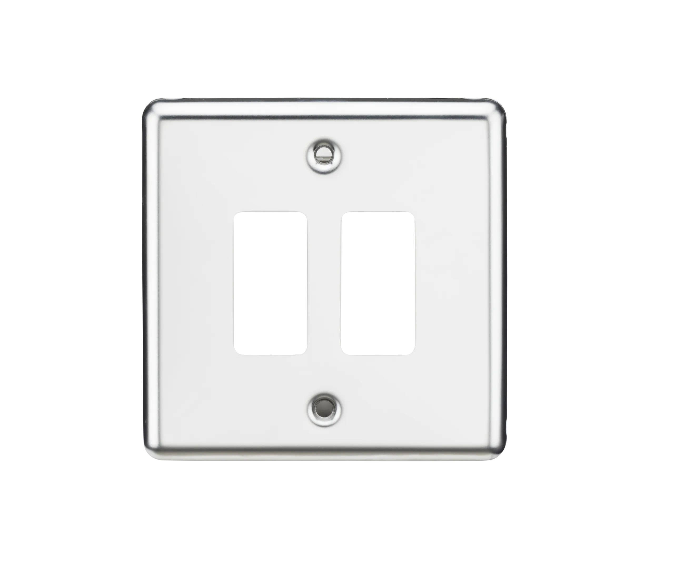 Knightsbridge GDCL2PC Rounded Edge 2G Grid Faceplate - Polished Chrome
