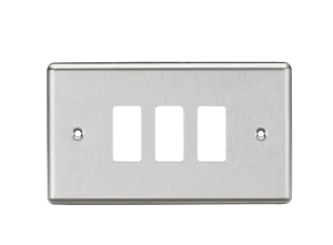 Knightsbridge GDCL3BC Rounded Edge 3G Grid Faceplate - Brushed Chrome