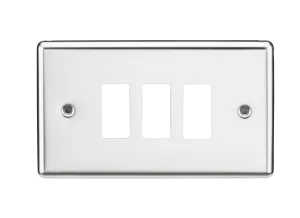 Knightsbridge GDCL3PC Rounded Edge 3G Grid Faceplate - Polished Chrome