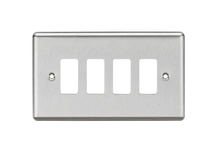 Knightsbridge GDCL4BC Rounded Edge 4G Grid Faceplate - Brushed Chrome