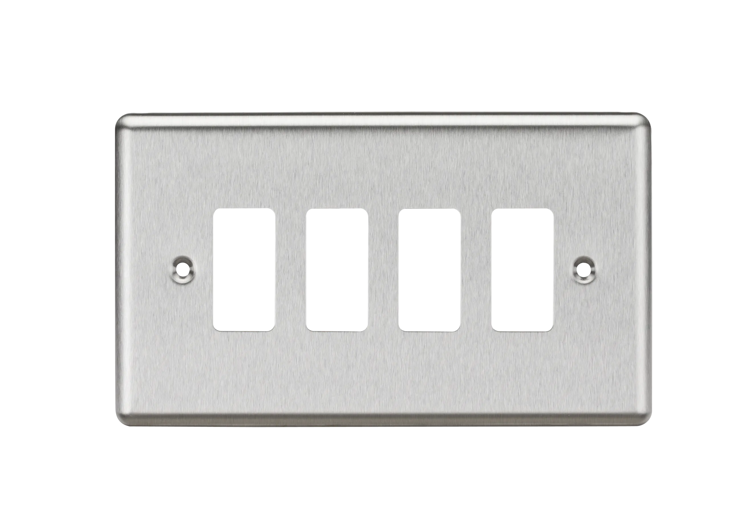 Knightsbridge GDCL4BC Rounded Edge 4G Grid Faceplate - Brushed Chrome