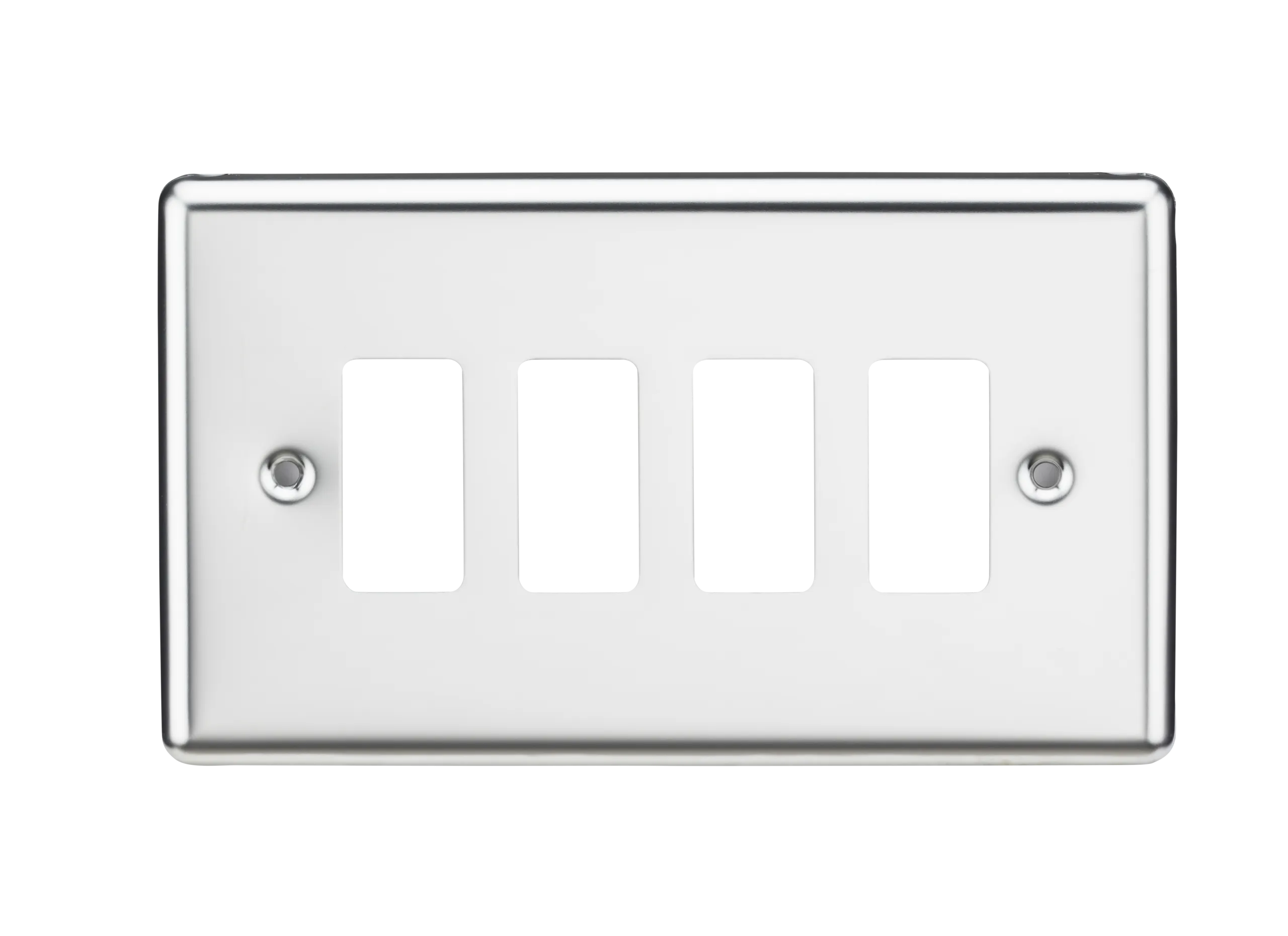 Knightsbridge GDCL4PC Rounded Edge 4G Grid Faceplate - Polished Chrome