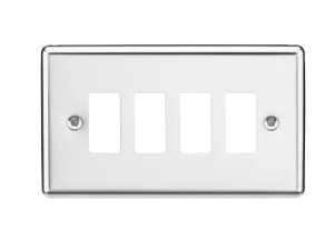 Knightsbridge GDCL4PC Rounded Edge 4G Grid Faceplate - Polished Chrome