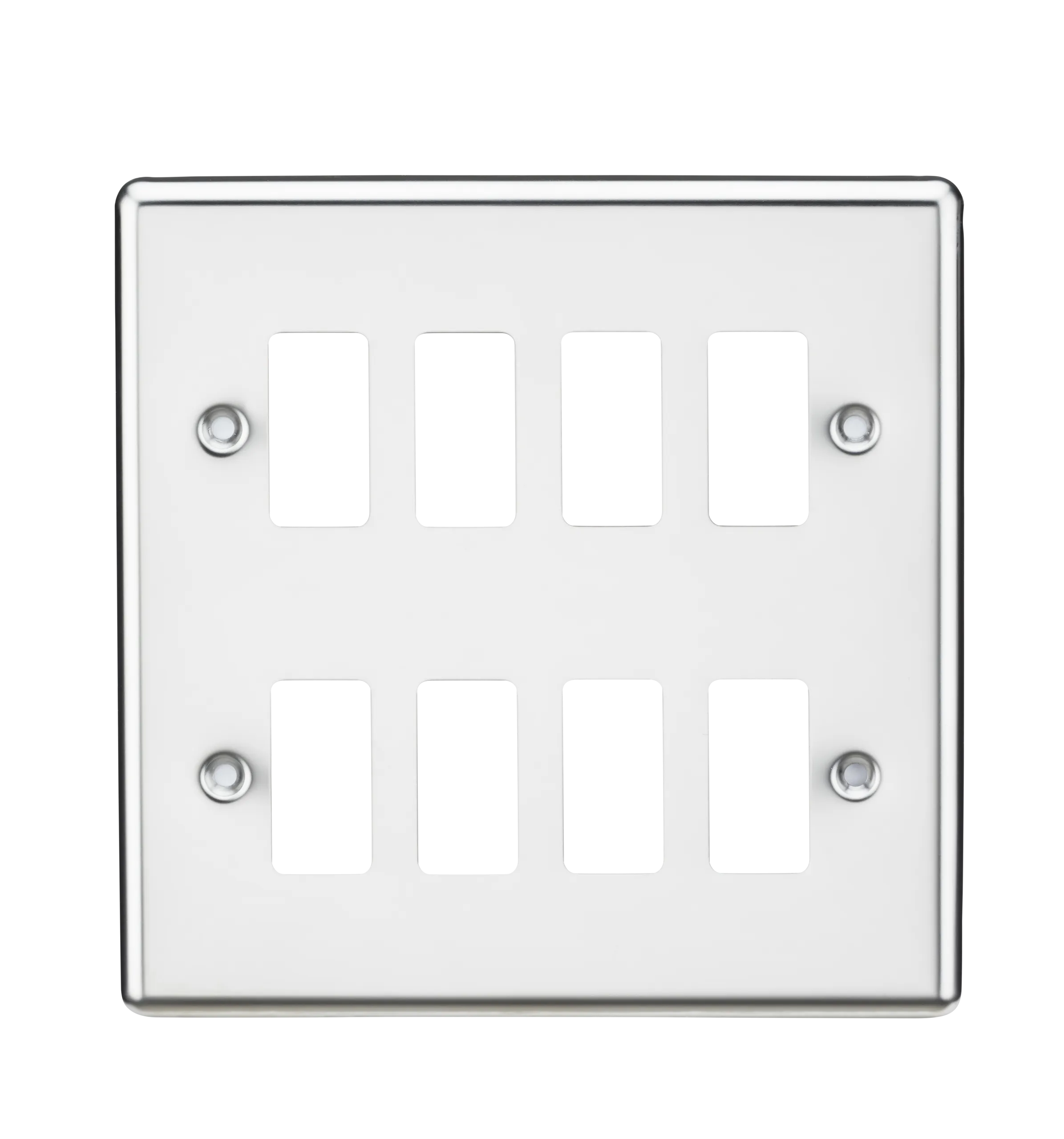 Knightsbridge GDCL8PC Rounded Edge 8G Grid Faceplate - Polished Chrome