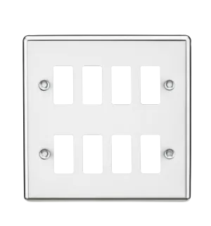 Knightsbridge GDCL8PC Rounded Edge 8G Grid Faceplate - Polished Chrome
