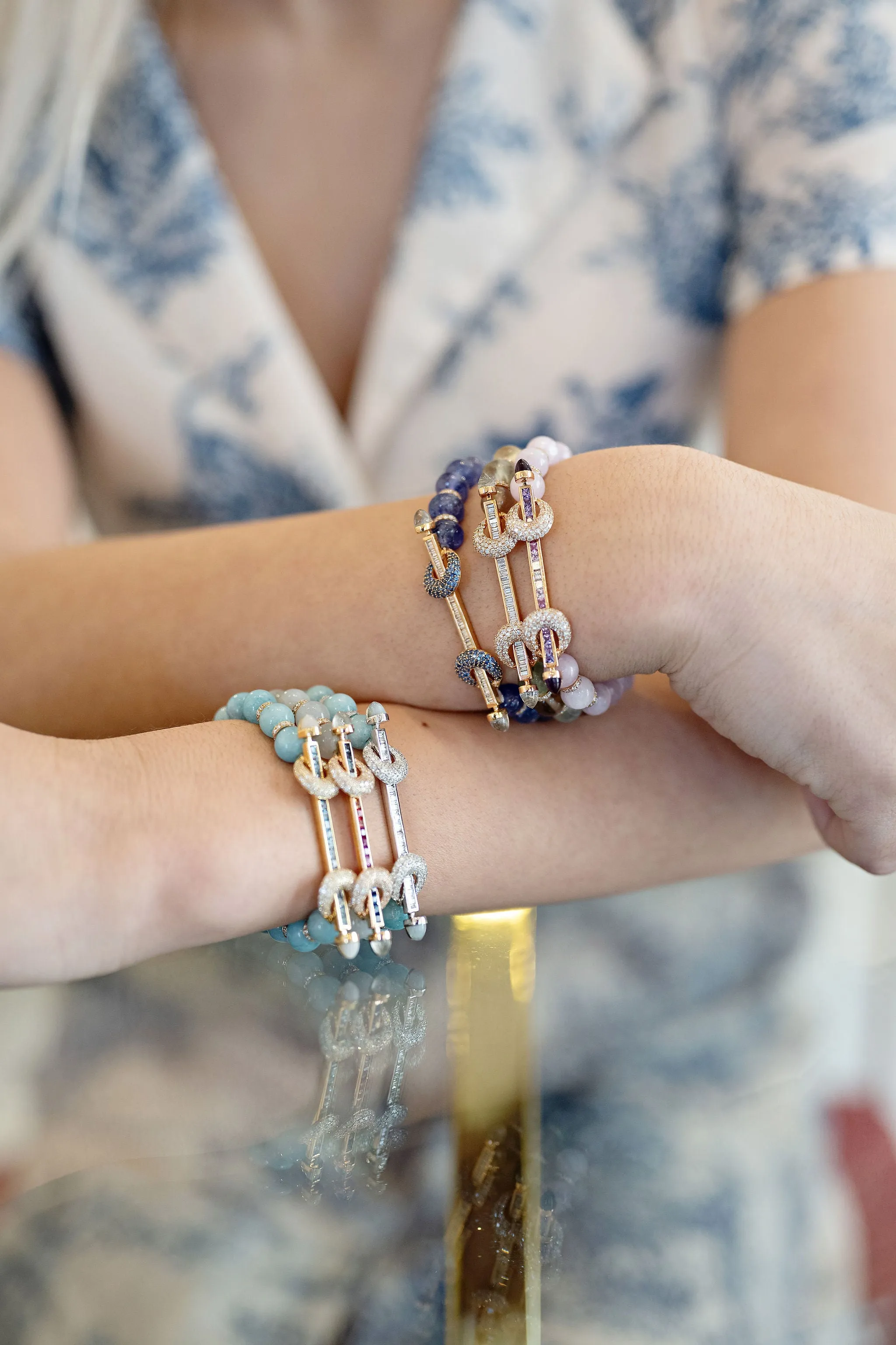 Kunzite and Lilac Ombre Chakra Bracelet