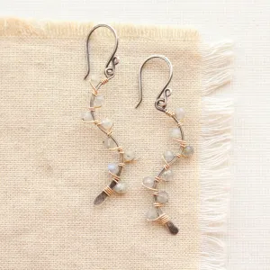 Labradorite Wrapped Mixed Metal Vine Earrings