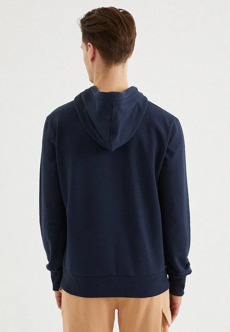 Lacivert Kapüşonlu Cepli Pamuklu Regular Fit Erkek Sweatshirt CORE HOODIE w/POCKET