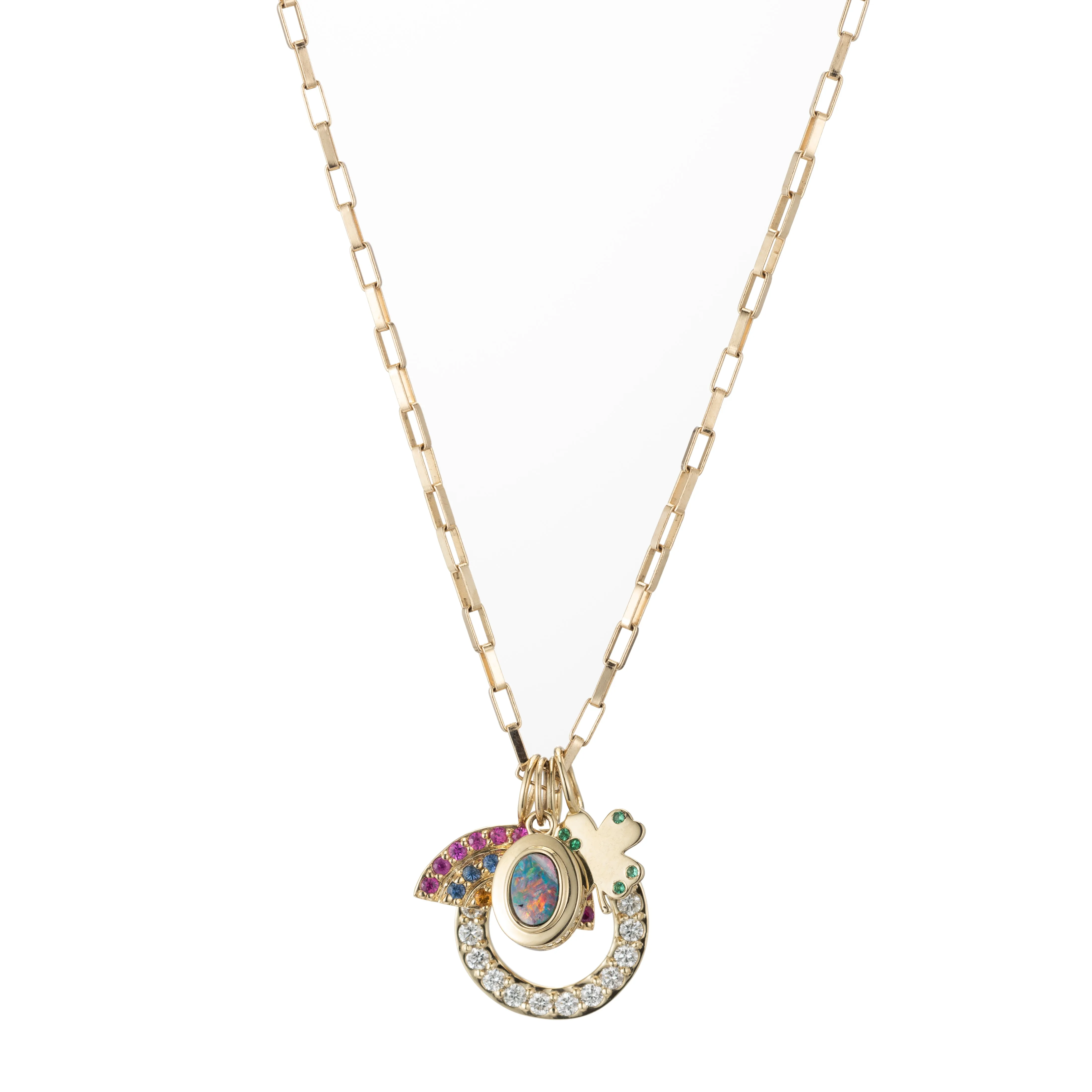 Large Round Open Gold & Diamond Charm