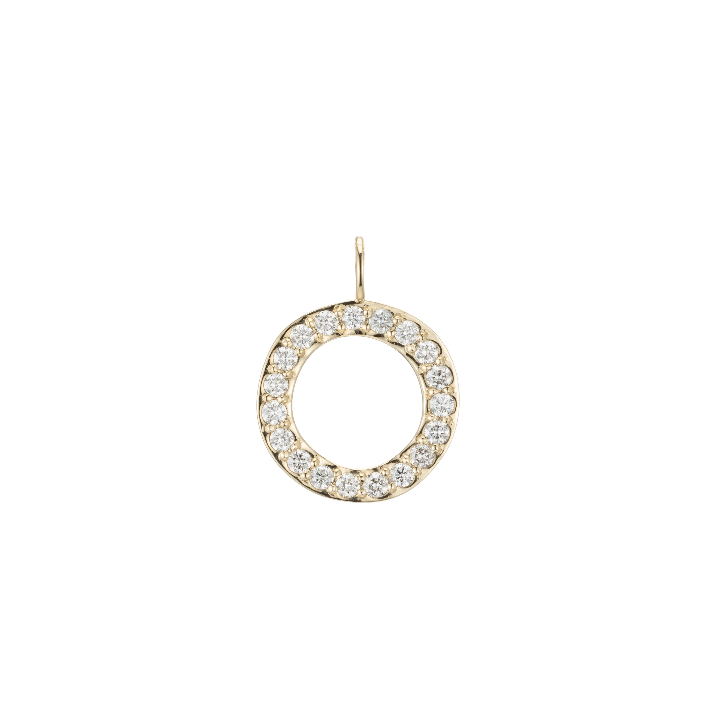 Large Round Open Gold & Diamond Charm