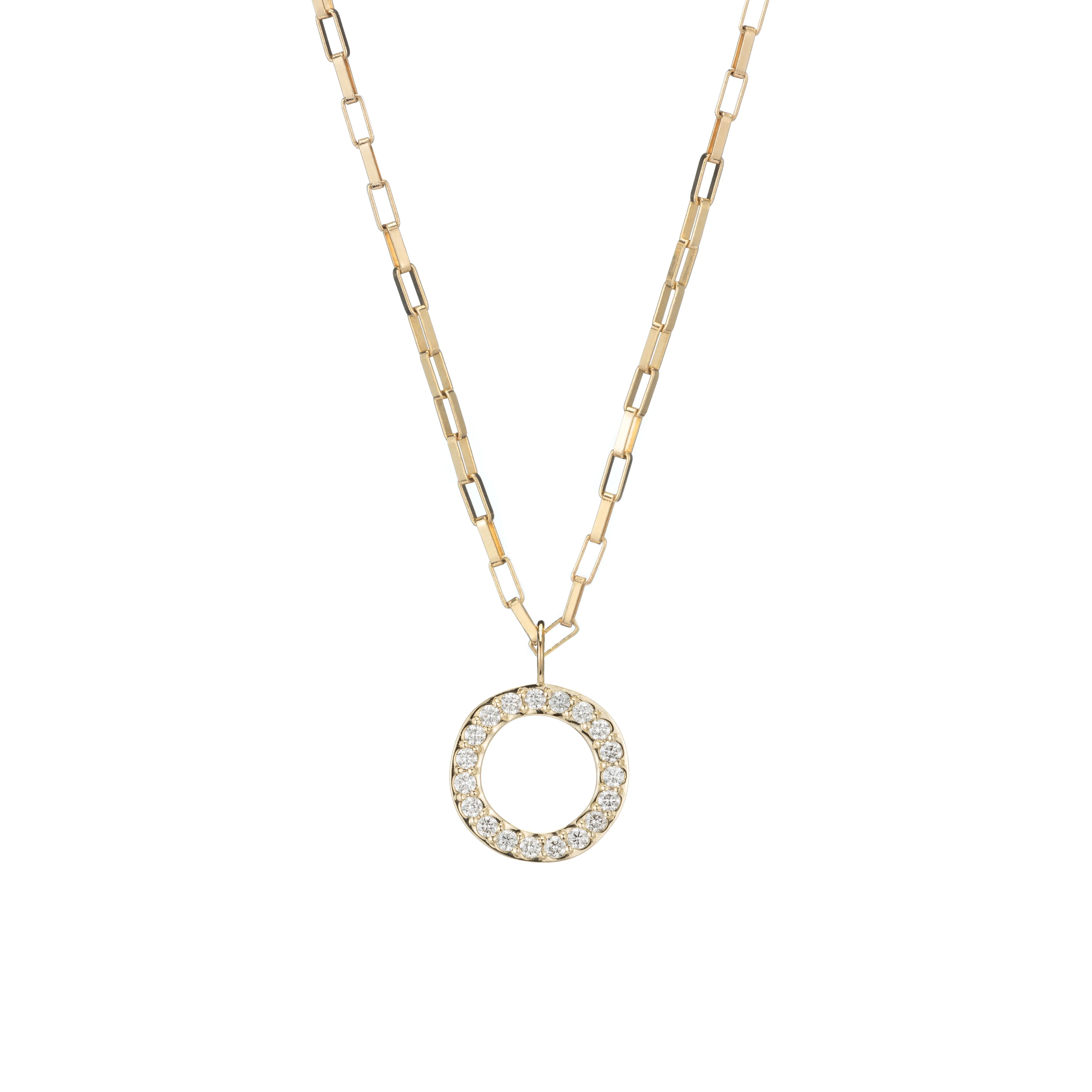 Large Round Open Gold & Diamond Charm