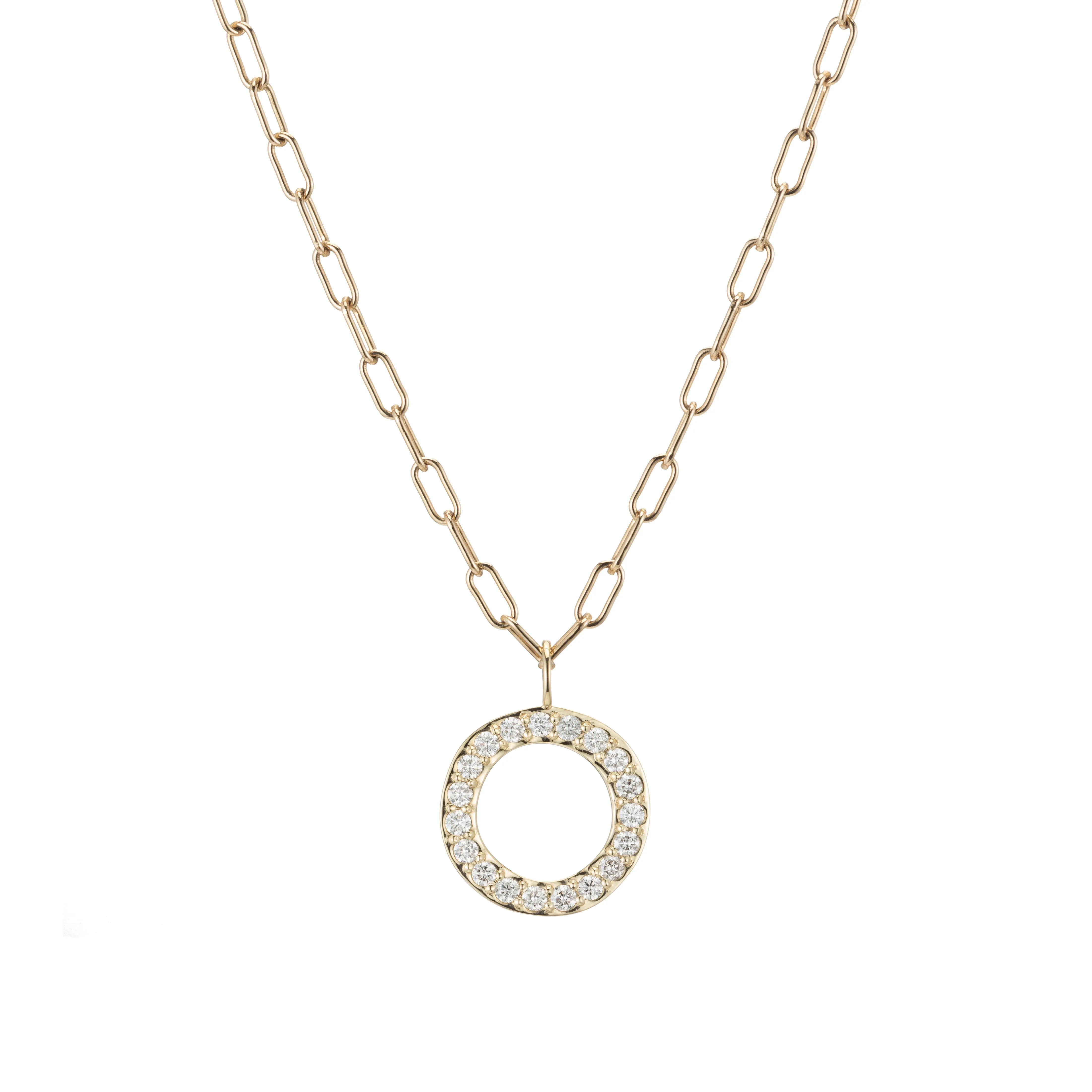 Large Round Open Gold & Diamond Charm
