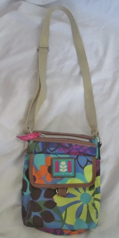 LILY BLOOM Signature Shoulder Bag Vegan Crossbody Swingpack Purse FLORAL MULTI