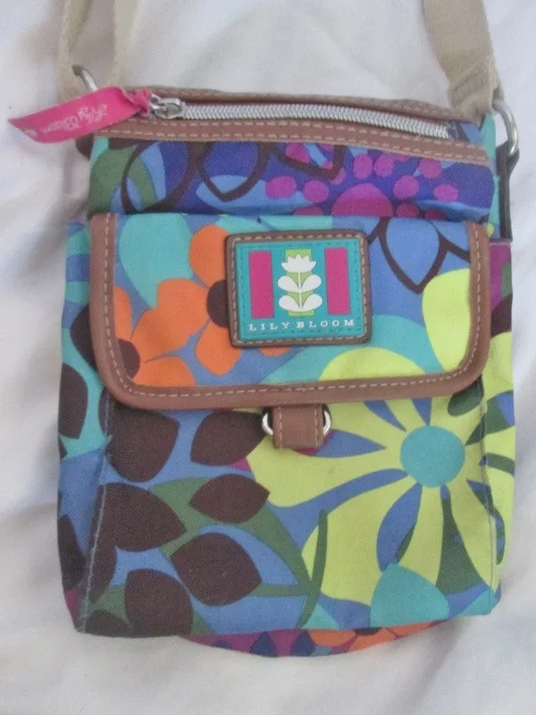 LILY BLOOM Signature Shoulder Bag Vegan Crossbody Swingpack Purse FLORAL MULTI