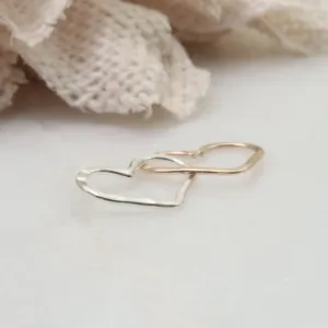 Links - Double Hearts, 8x11mm, 1mm, Silver & Pink Gold, Choose Your Metal