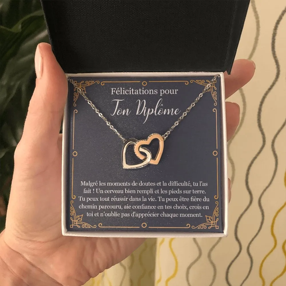 LINKY • Collier Félicitations Diplôme Fille Double Cœur