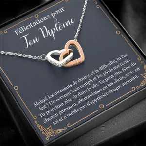 LINKY • Collier Félicitations Diplôme Fille Double Cœur
