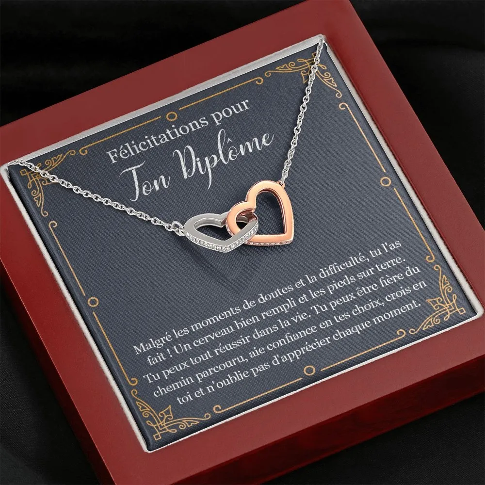 LINKY • Collier Félicitations Diplôme Fille Double Cœur