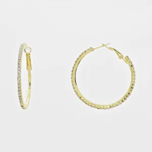 Little Girls Clear Crystal Gold Hoop Earrings | 1.75" | 269214