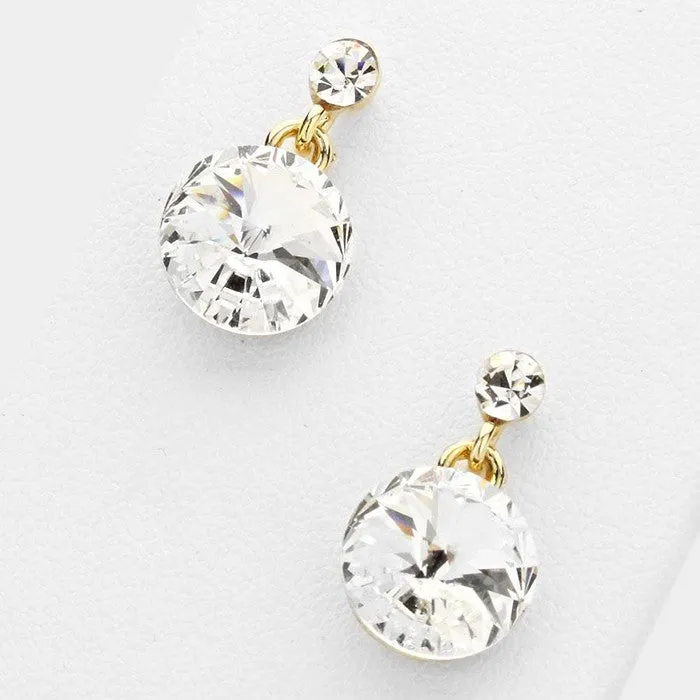 Little Girls Clear on Gold Dangle Earrings on Gold| 120681