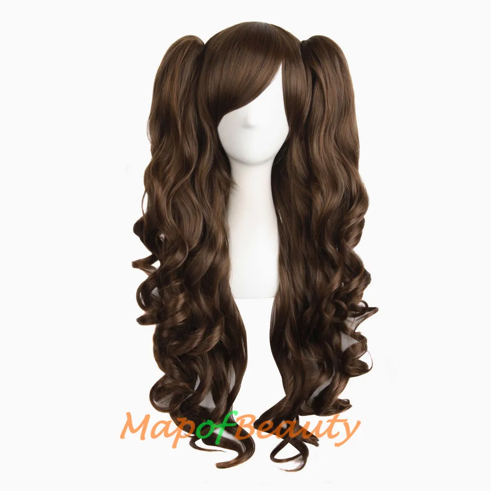 Lolita Lace Curly Wigs Tiger Cilp Horsetail Three-pieces Cosplay Anime Wigs