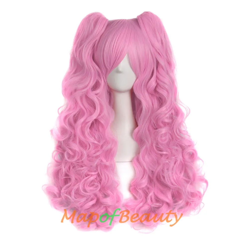 Lolita Lace Curly Wigs Tiger Cilp Horsetail Three-pieces Cosplay Anime Wigs