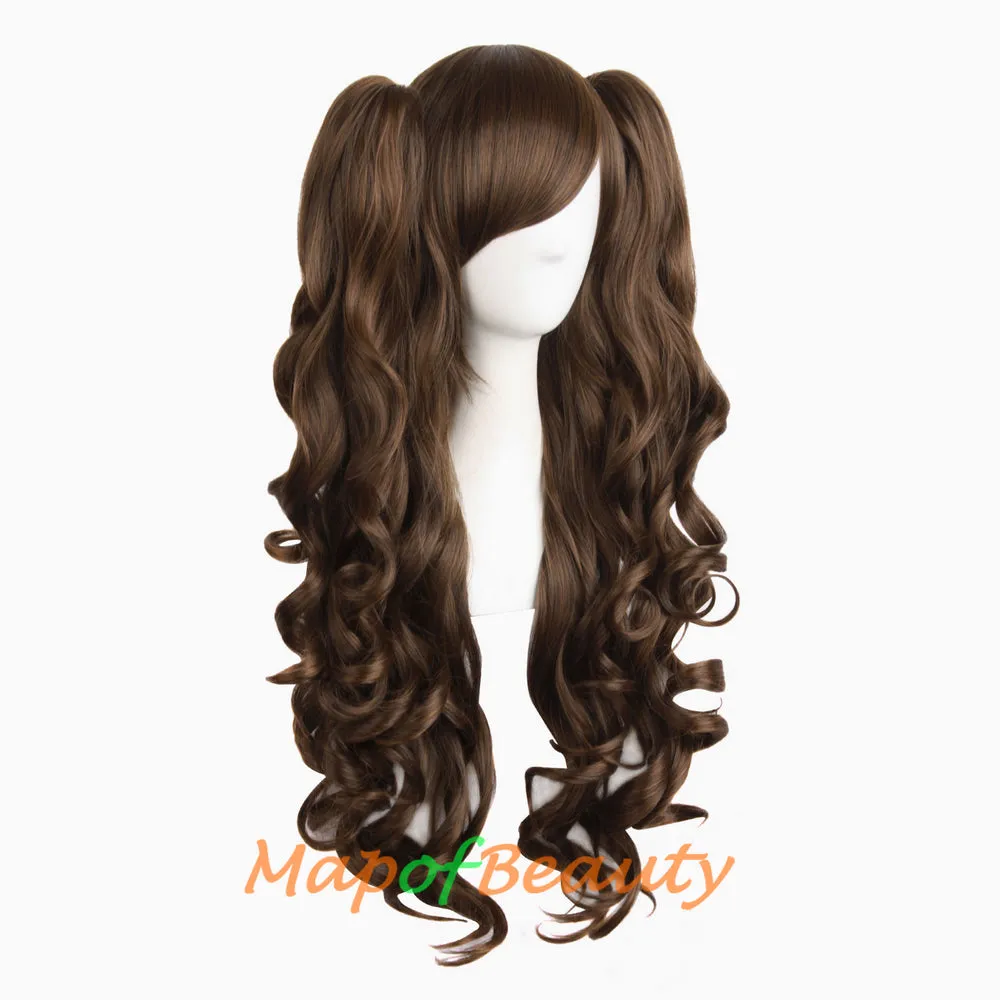Lolita Lace Curly Wigs Tiger Cilp Horsetail Three-pieces Cosplay Anime Wigs