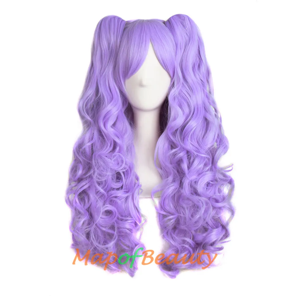 Lolita Lace Curly Wigs Tiger Cilp Horsetail Three-pieces Cosplay Anime Wigs