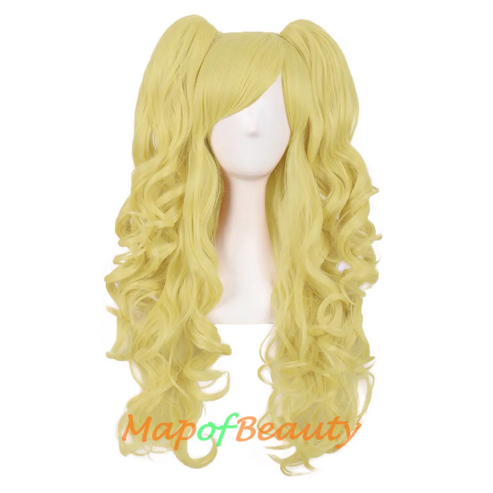 Lolita Lace Curly Wigs Tiger Cilp Horsetail Three-pieces Cosplay Anime Wigs