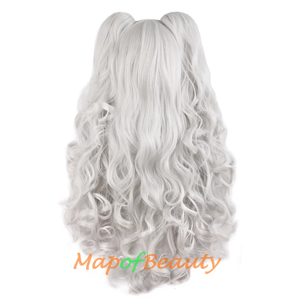 Lolita Lace Curly Wigs Tiger Cilp Horsetail Three-pieces Cosplay Anime Wigs