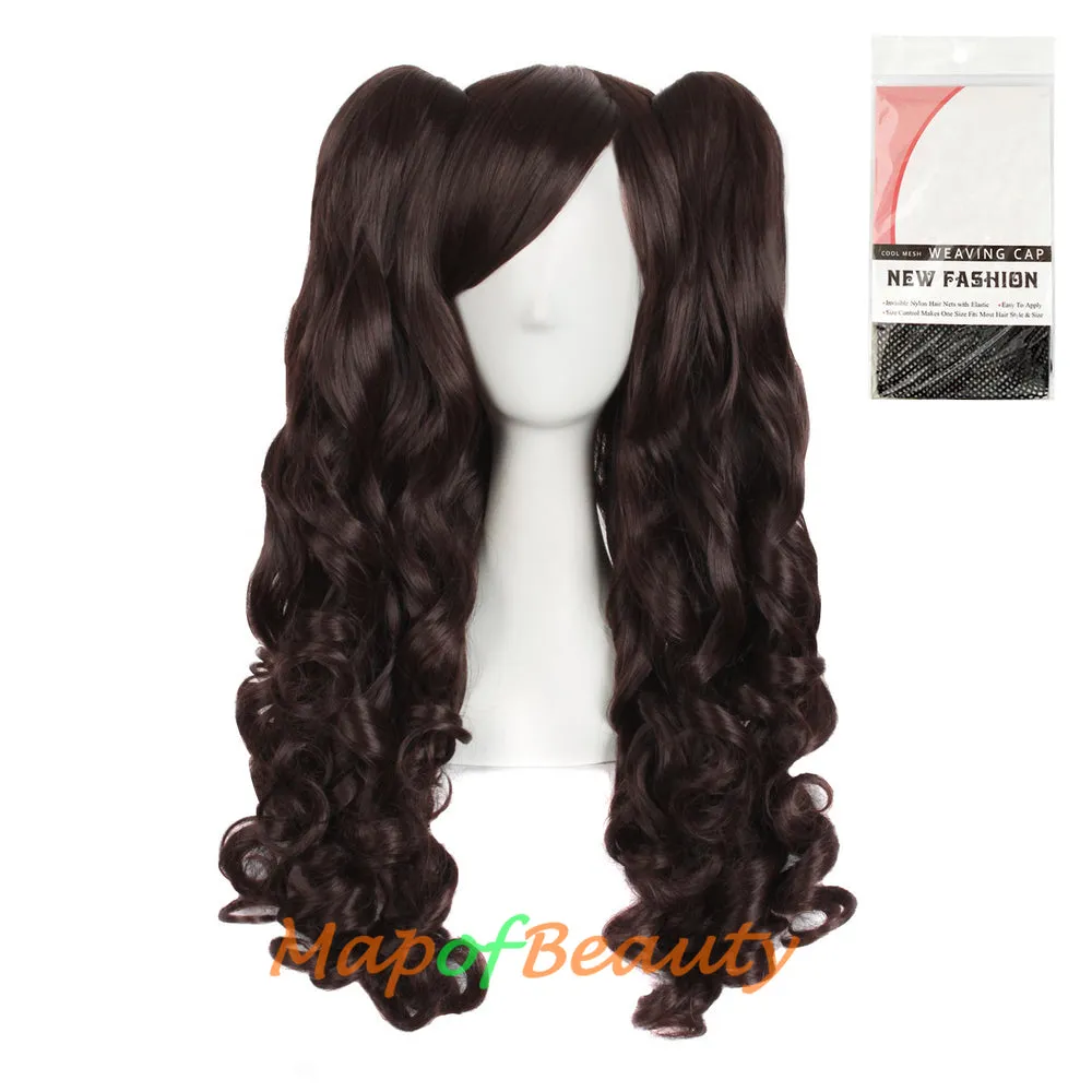 Lolita Lace Curly Wigs Tiger Cilp Horsetail Three-pieces Cosplay Anime Wigs