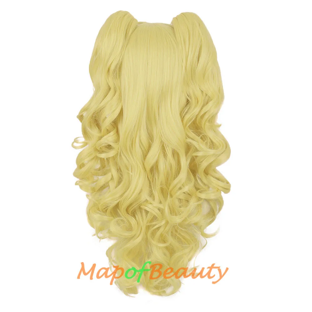 Lolita Lace Curly Wigs Tiger Cilp Horsetail Three-pieces Cosplay Anime Wigs
